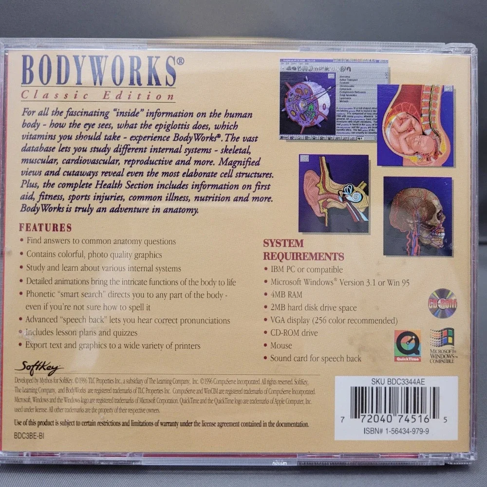 Bodyworks Classic Edition by SoftKey (CD-ROM, 1996)